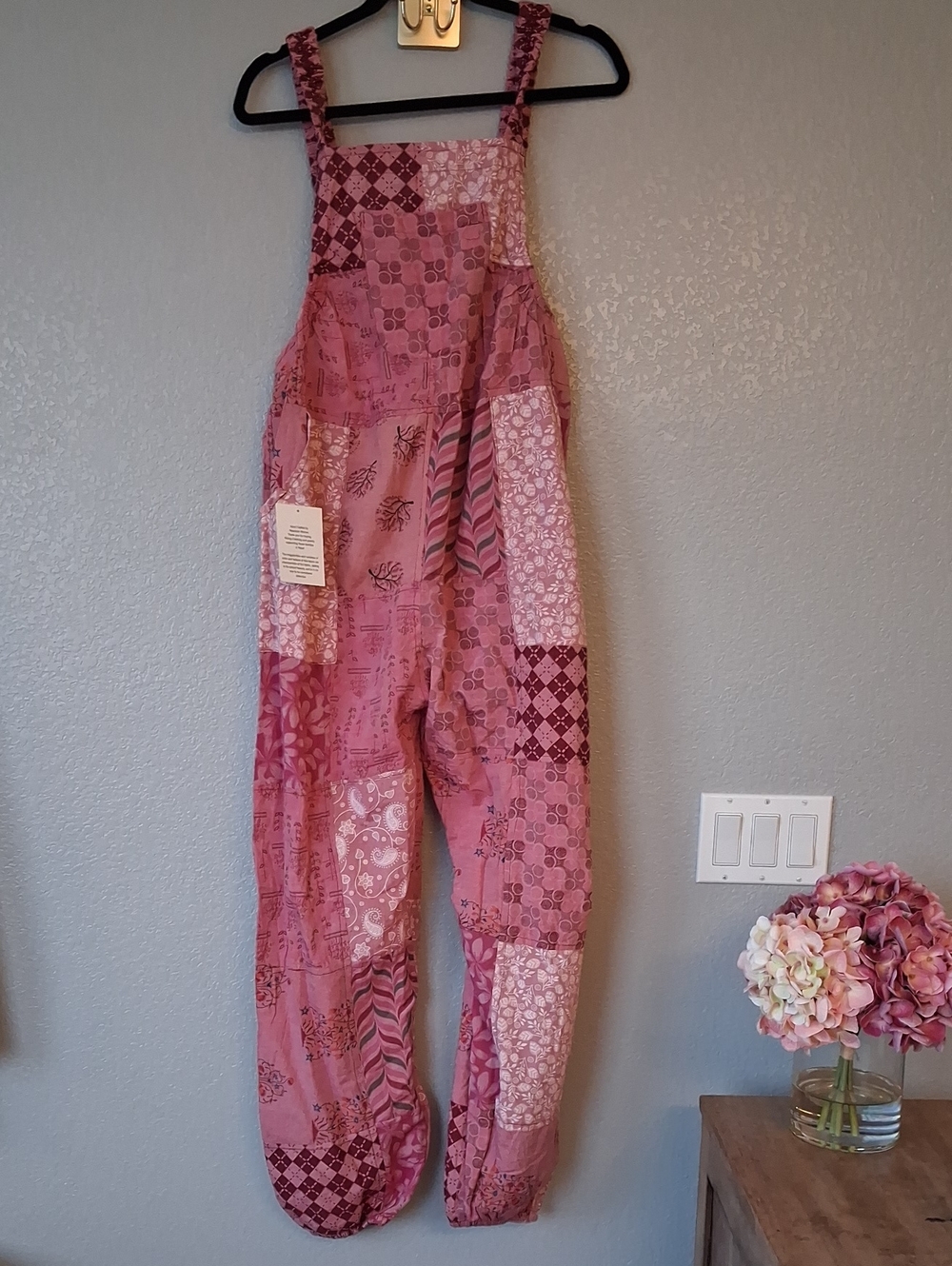 Rising International Pink Patchwork Overalls Jumpsuit